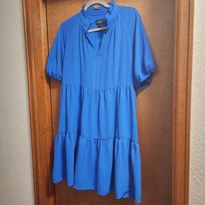 MSK Womens Gathered Collared Babydoll Dress